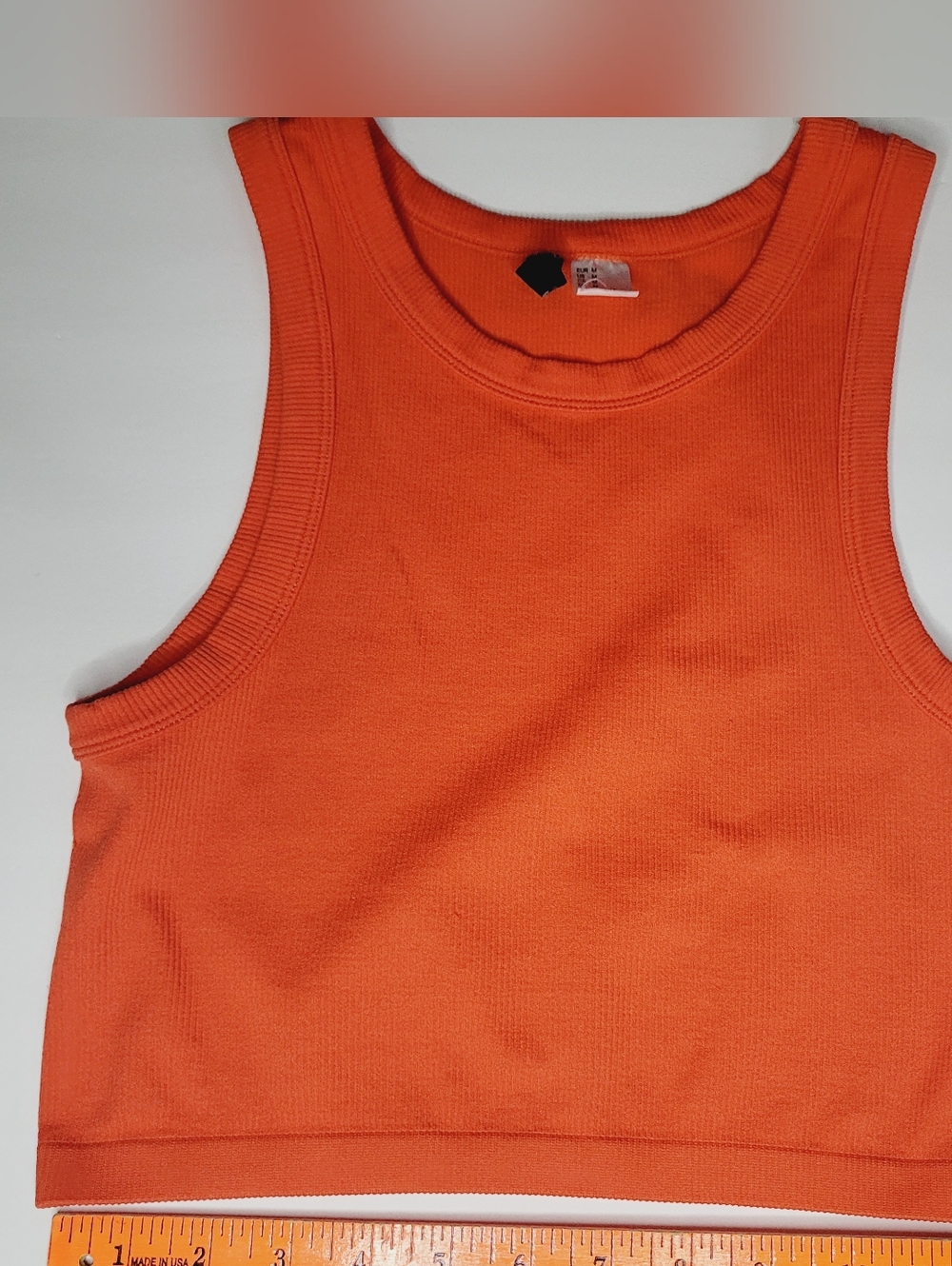 H&M Tank Cropped Orange Women's Medium Ribbed Sleeveless Summer Festival
